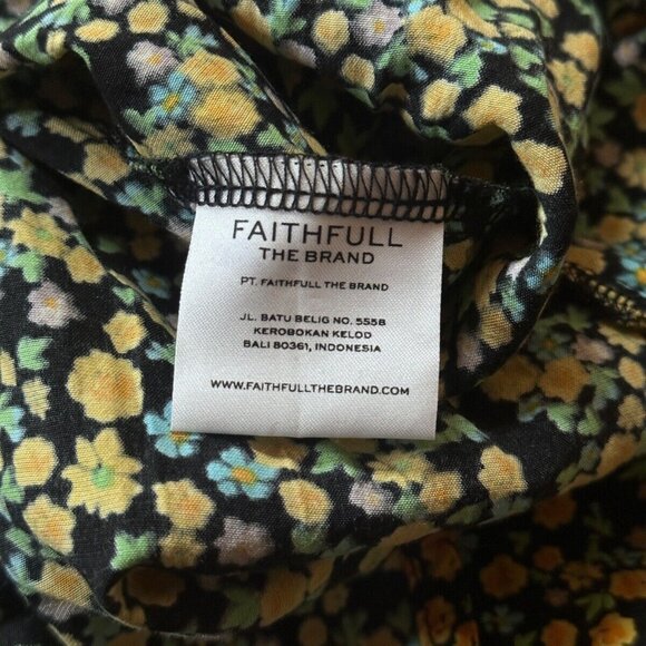 Faithful The Brand Sun Dress US 2 Womens Black Yellow Confetti 3/4 Sleeve Mini - Picture 8 of 8